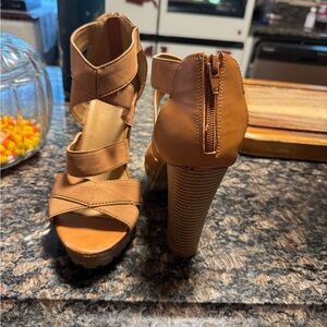 Report Collection Tan Strappy Heels
